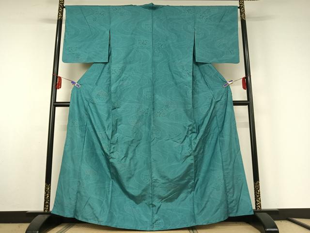 平和屋着物▽本場大島紬 単衣 120亀甲 流水花文 正絹 逸品 AABE6693jh