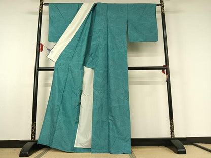 平和屋着物▽本場大島紬 単衣 120亀甲 流水花文 正絹 逸品 AABE6693jh