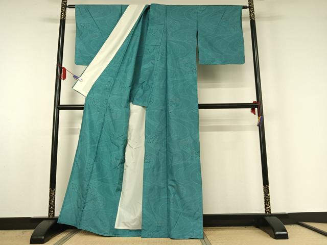 平和屋着物▽本場大島紬 単衣 120亀甲 流水花文 正絹 逸品 AABE6693jh