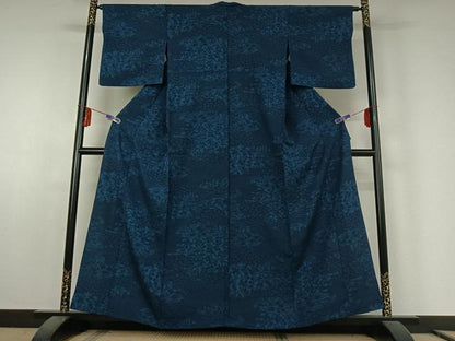平和屋着物▽上質な小紋 単衣 型染め 松竹梅流水文 正絹 逸品 AABE6698jh