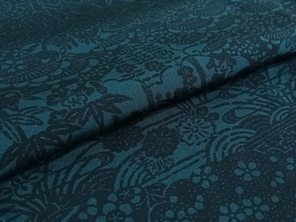 平和屋着物▽上質な小紋 単衣 型染め 松竹梅流水文 正絹 逸品 AABE6698jh