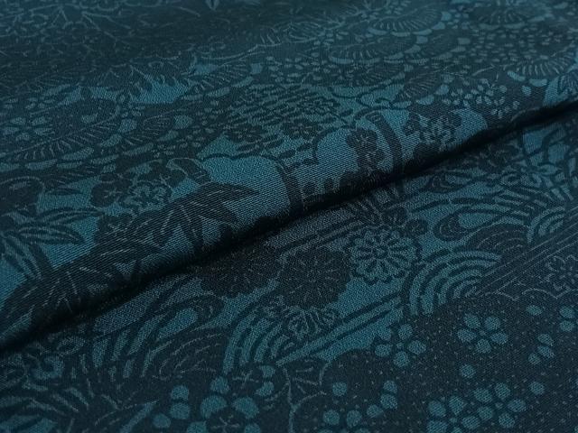 平和屋着物▽上質な小紋 単衣 型染め 松竹梅流水文 正絹 逸品 AABE6698jh