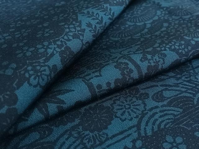 平和屋着物▽上質な小紋 単衣 型染め 松竹梅流水文 正絹 逸品 AABE6698jh
