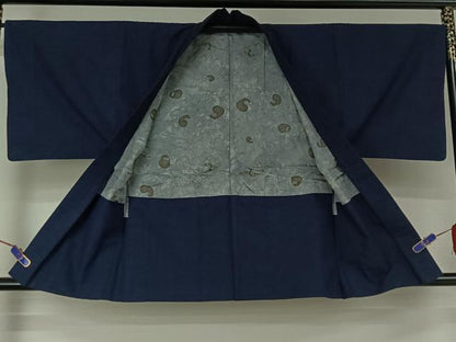 平和屋着物▽男性 紬 単衣 アンサンブル 霞文 正絹 逸品 AABE6699jh