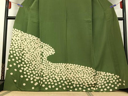 平和屋着物▽豪華色留袖 単衣 菊 正絹 逸品 AABE6704jh
