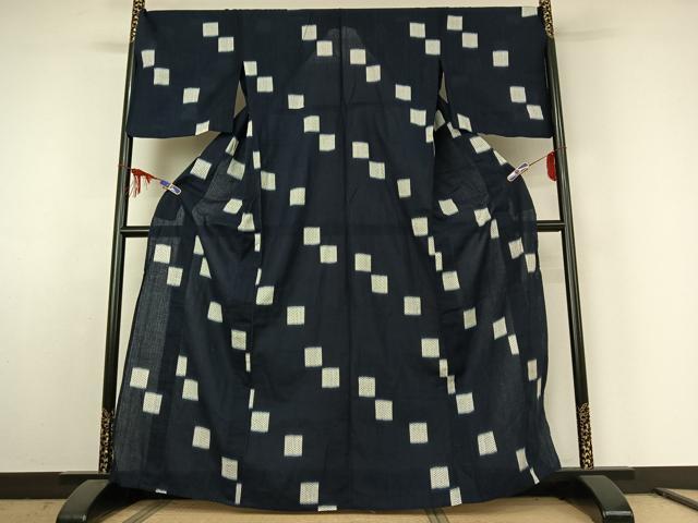平和屋着物▽小紋 単衣 市松文様 AABE6705jh