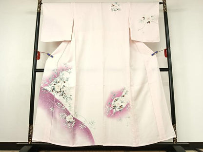 平和屋着物▽訪問着 単衣 枝花文 暈し染め 正絹 逸品 AABE6706jh