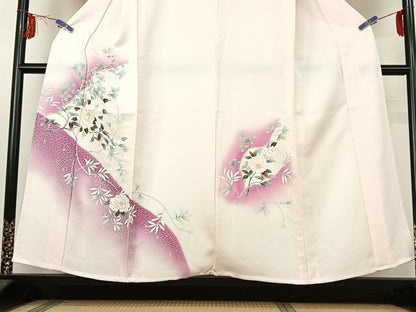 平和屋着物▽訪問着 単衣 枝花文 暈し染め 正絹 逸品 AABE6706jh