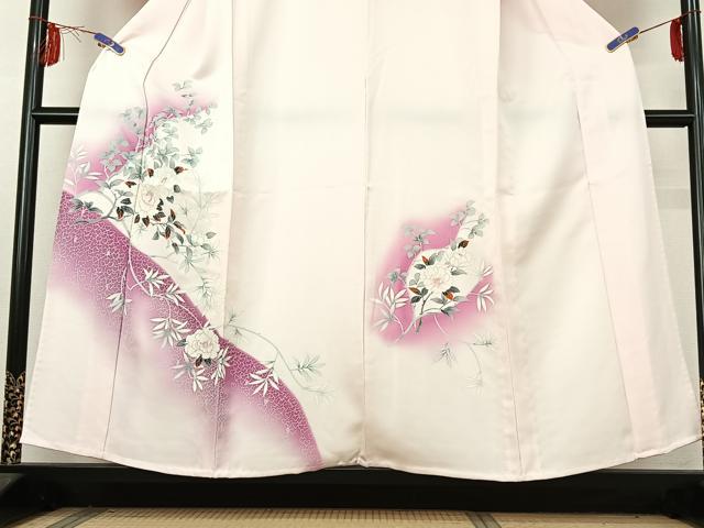 平和屋着物▽訪問着 単衣 枝花文 暈し染め 正絹 逸品 AABE6706jh