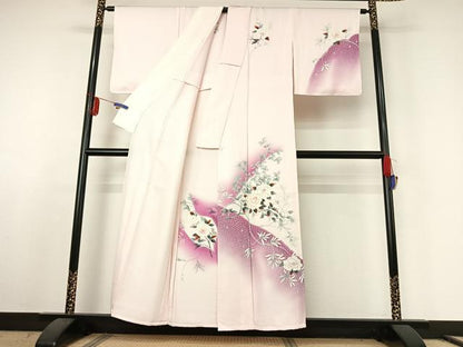 平和屋着物▽訪問着 単衣 枝花文 暈し染め 正絹 逸品 AABE6706jh