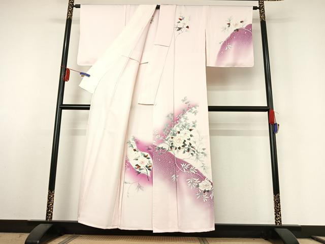 平和屋着物▽訪問着 単衣 枝花文 暈し染め 正絹 逸品 AABE6706jh