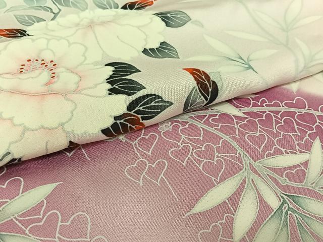 平和屋着物▽訪問着 単衣 枝花文 暈し染め 正絹 逸品 AABE6706jh