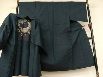 平和屋着物▽男性 紬 単衣 アンサンブル 霞文 正絹 逸品 AABE6707jh
