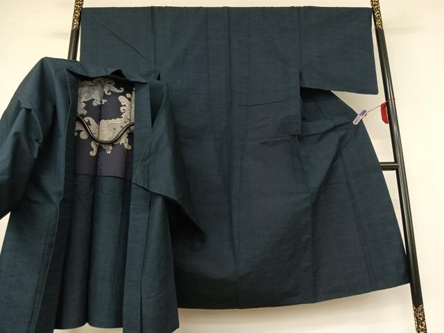 平和屋着物▽男性 紬 単衣 アンサンブル 霞文 正絹 逸品 AABE6707jh