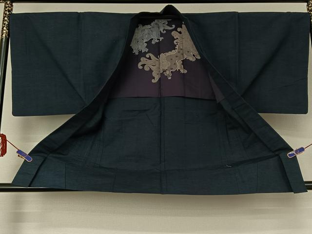 平和屋着物▽男性 紬 単衣 アンサンブル 霞文 正絹 逸品 AABE6707jh