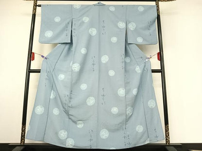 平和屋着物▽小紋 単衣 雪輪花文 洗える着物 AABE6709jh