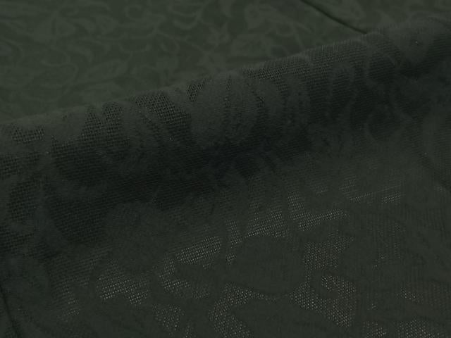 平和屋着物▽羽織 スリーシーズン 春夏秋 塵除け 花唐草地紋 暗黒色 正絹 逸品 AABE6710jh