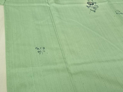 平和屋着物▽上質な紬 単衣 草花文 正絹 逸品 AABE6711jh