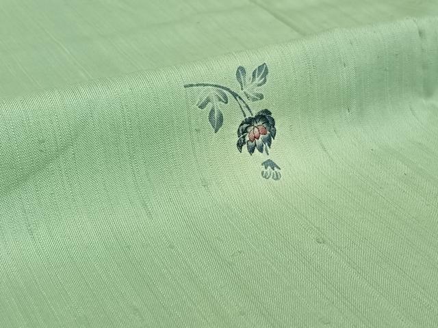 平和屋着物▽上質な紬 単衣 草花文 正絹 逸品 AABE6711jh