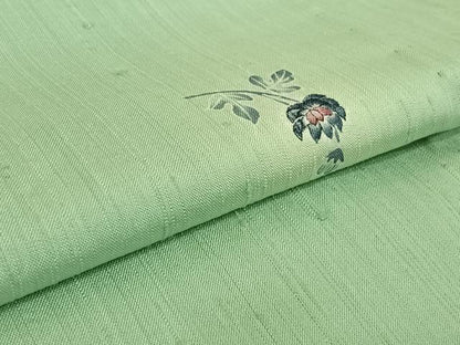 平和屋着物▽上質な紬 単衣 草花文 正絹 逸品 AABE6711jh