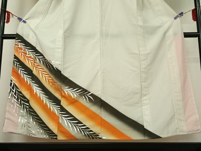 平和屋着物▽訪問着　単衣　草葉文　暈し染め　銀彩　洗える着物　AABE6712jh