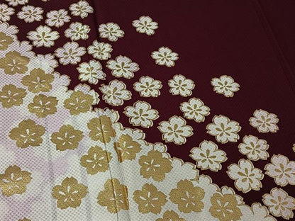 平和屋着物▽訪問着　単衣　舞桜文　金彩　洗える着物　AABE6714jh