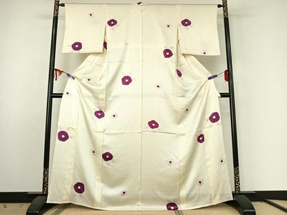 平和屋着物▽上質な小紋 単衣 絞り 草花文 やまと誂製 正絹 逸品 AABE6719jh