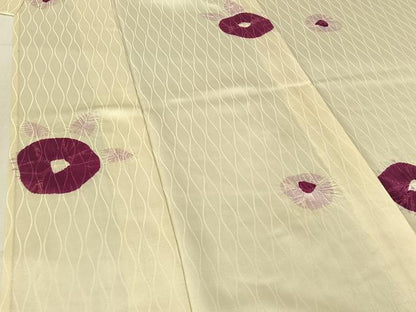 平和屋着物▽上質な小紋 単衣 絞り 草花文 やまと誂製 正絹 逸品 AABE6719jh