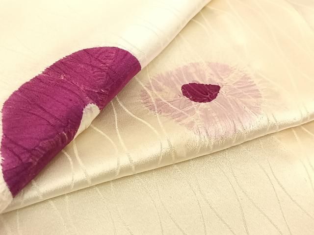 平和屋着物▽上質な小紋 単衣 絞り 草花文 やまと誂製 正絹 逸品 AABE6719jh