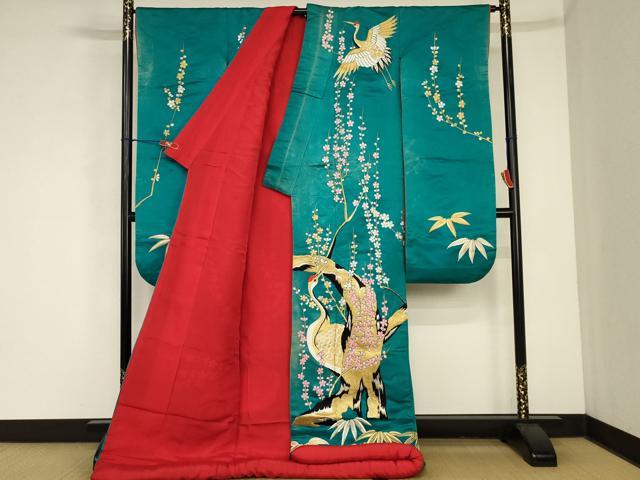 平和屋本店●色打掛　花嫁　婚礼　和装　神社挙式　結婚式　総刺繍　金銀糸　群れ鶴花文　逸品　AABE6747ou