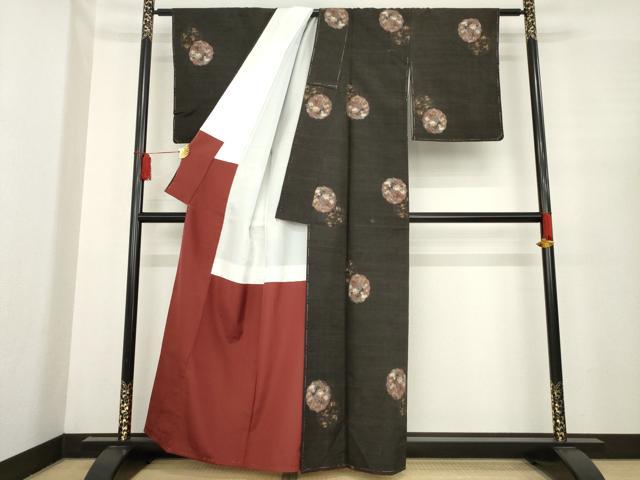平和屋着物●上質な紬 鳥獣草花文 正絹 逸品 未使用 AABE6763ck