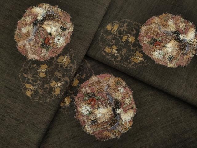 平和屋着物●上質な紬 鳥獣草花文 正絹 逸品 未使用 AABE6763ck