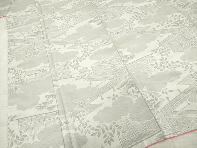 平和屋着物●上質な紬　風景文　松　笹　正絹　逸品　AABE6768ck