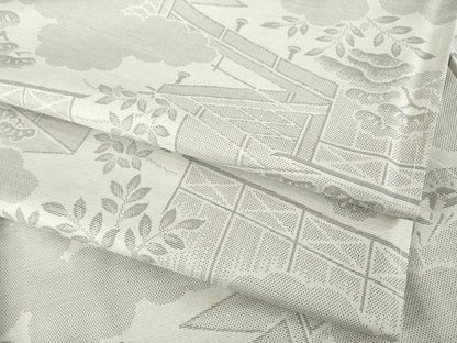 平和屋着物●上質な紬　風景文　松　笹　正絹　逸品　AABE6768ck