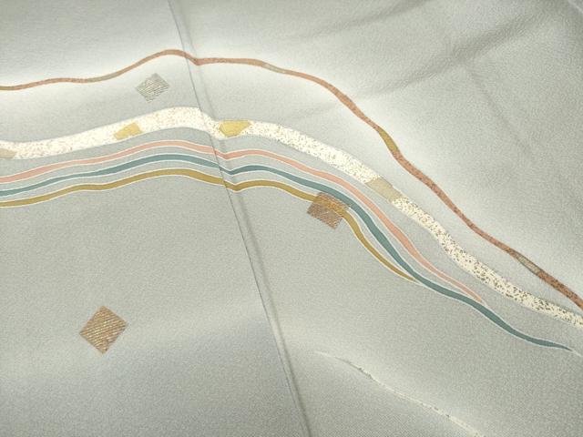 平和屋着物●訪問着　竹屋町刺繍　流水箔散らし文様　金銀彩　正絹　逸品　AABE6771ck