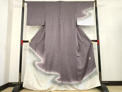 平和屋着物●訪問着 作家物 絞り 流水文 暈し染め 金彩 正絹 逸品 AABE6772ck