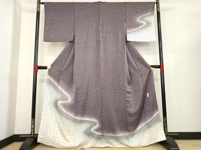 平和屋着物●訪問着 作家物 絞り 流水文 暈し染め 金彩 正絹 逸品 AABE6772ck