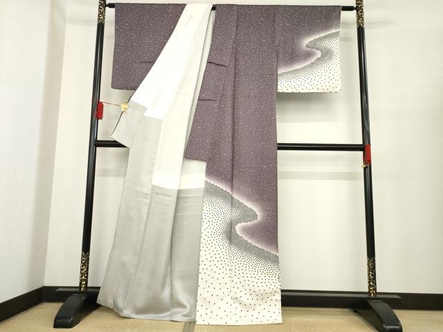 平和屋着物●訪問着 作家物 絞り 流水文 暈し染め 金彩 正絹 逸品 AABE6772ck