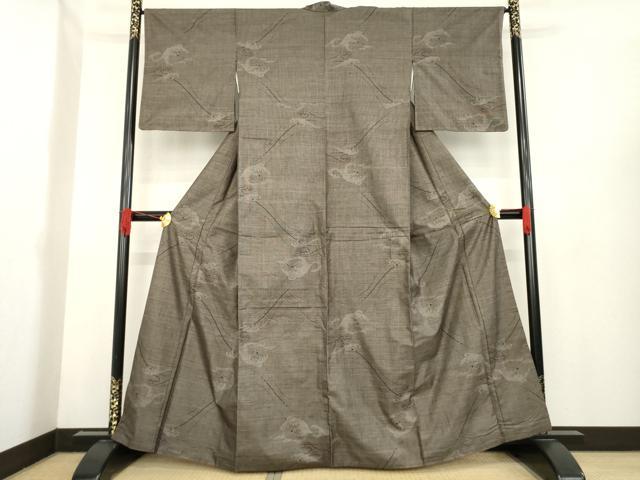 平和屋着物●本場大島紬　カタス9マルキ　立波文　正絹　逸品　AABE6773ck