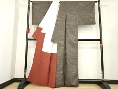 平和屋着物●本場大島紬　カタス9マルキ　立波文　正絹　逸品　AABE6773ck
