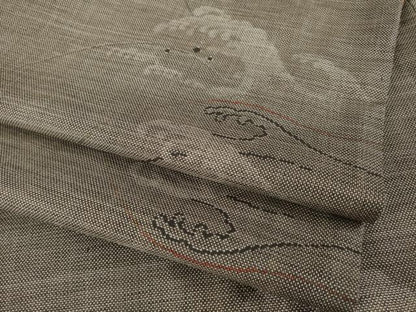 平和屋着物●本場大島紬　カタス9マルキ　立波文　正絹　逸品　AABE6773ck