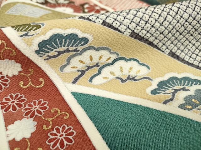 平和屋着物○訪問着 円舞袖 流水花文 暈し染め 金彩