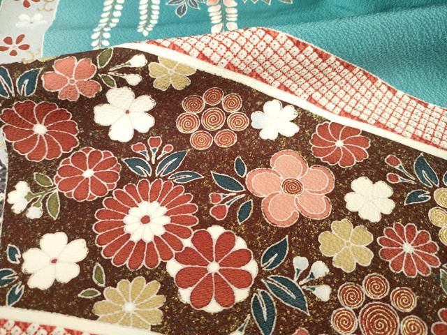 平和屋着物●訪問着　円舞袖　流水花文　暈し染め　金彩　正絹　逸品　AABE6785ck 平和屋着物○訪問着 円舞袖 流水花文 暈し染め 金彩