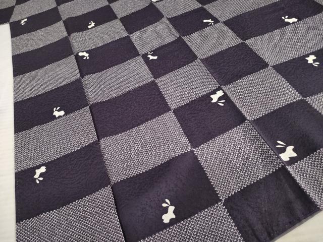 平和屋着物○上質な小紋 市松鹿の子兎文 正絹 逸品 AABE6788ck