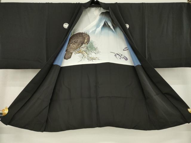 平和屋着物●男性　黒紋付　羽織セット　正絹　逸品　AABC6157ck 平和屋着物○男性 黒紋付・羽織セット 正絹 逸品 AABE6791ck