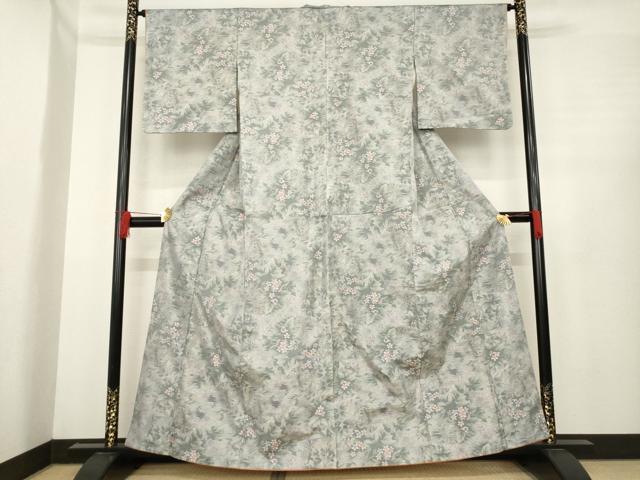 平和屋着物●本場大島紬　白大島　名匠たかし 　本場大島紬　白大島　一元7マルキ　総絣　草花文　正絹　逸品　AABE6795ck 平和屋着物○本場大島紬 白大島 名匠たかし 本場大島紬 白大島 一元7