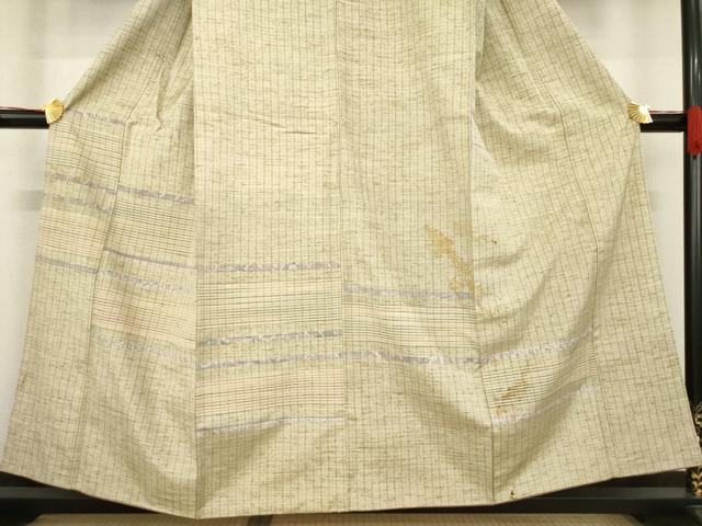 平和屋着物▼ぜんまい紬　訪問着　横段文　正絹　逸品　AABE6796ck