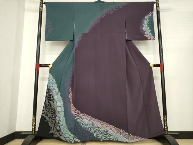 平和屋着物●訪問着　辻が花　絞り　舞花文　暈し染め　正絹　逸品　AABE6804ck 平和屋着物○訪問着 辻が花 絞り 舞花文 暈し染め 正絹 逸品 AABE6804ck