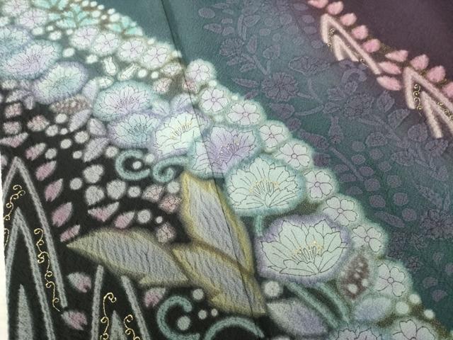 平和屋着物○訪問着 辻が花 絞り 舞花文 暈し染め 正絹 逸品 AABE6804ck