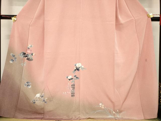 平和屋着物○十日町友禅 女流作家 遠田藤舟 訪問着 草花文 暈